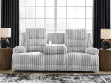 Rhines Falls Alloy Power Reclining Sofa with Drop Down Table by Ashley at Eve Furniture