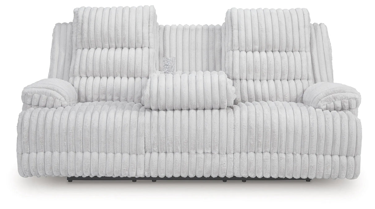 Rhines Falls Alloy Power Reclining Sofa with Drop Down Table by Ashley at Eve Furniture