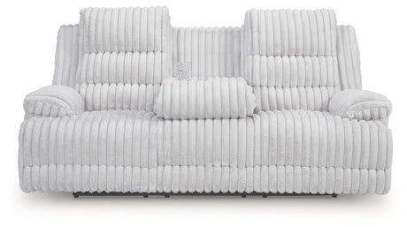 Rhines Falls Alloy Power Reclining Sofa with Drop Down Table by Ashley at Eve Furniture