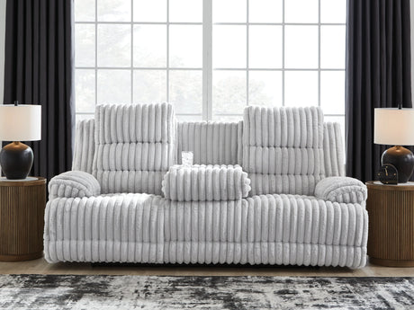 Rhines Falls Alloy Power Reclining Sofa with Drop Down Table by Ashley at Eve Furniture