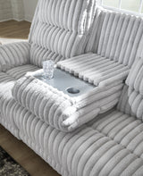 Rhines Falls Alloy Power Reclining Sofa with Drop Down Table by Ashley at Eve Furniture