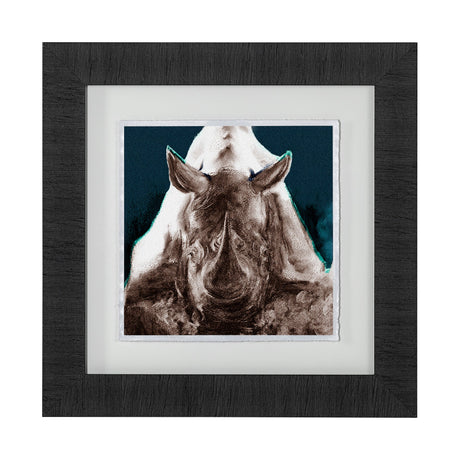 Rhino Blue by Mercana Studio a Hand Embellished Textured Framed Art Print Matted under Glass by Mercana at Eve Furniture