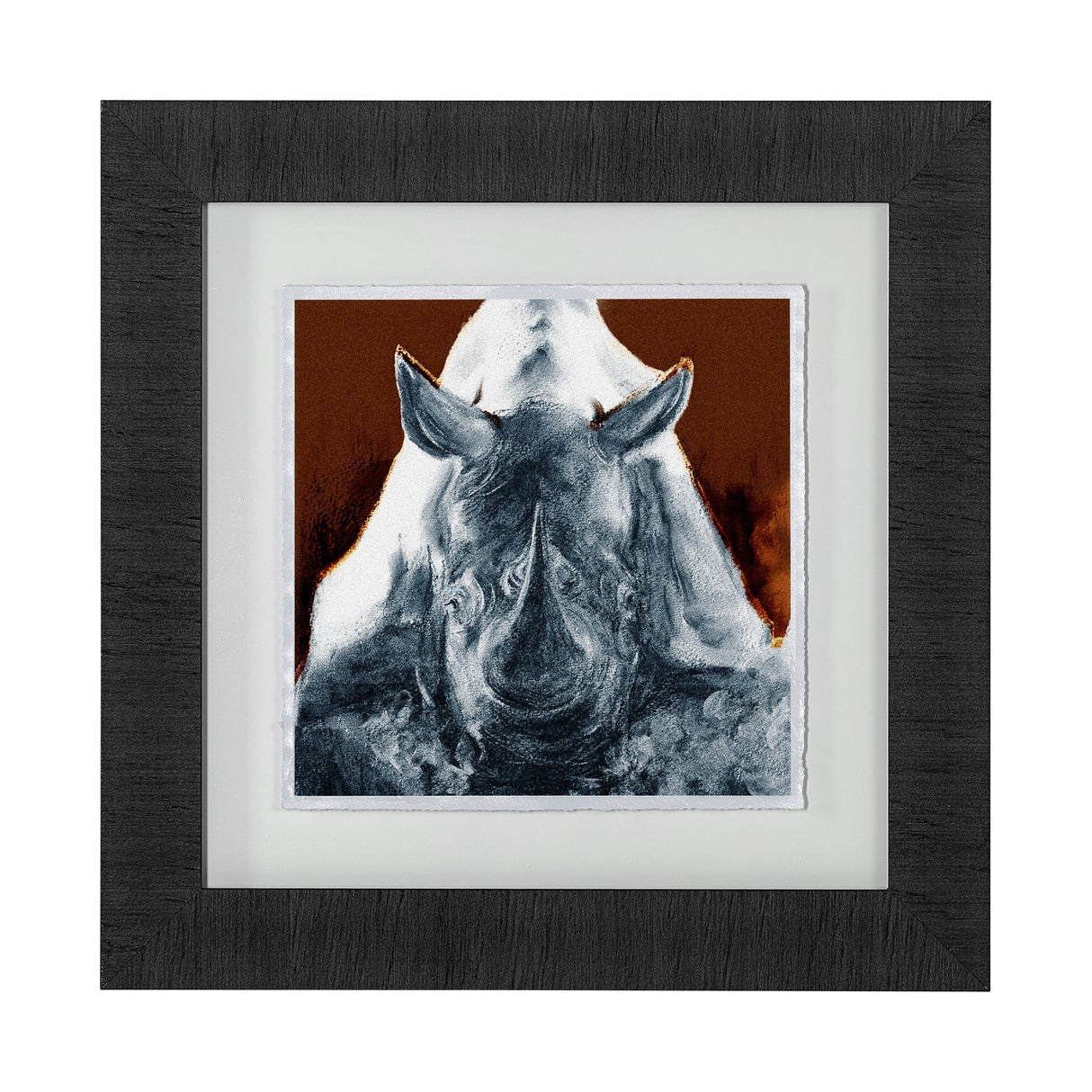 Rhino Burn Orange by Mercana Studio a Hand Embellished Textured Framed Art Print Matted under Glass by Mercana at Eve Furniture