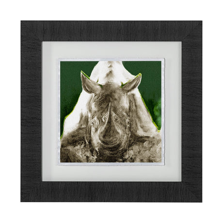Rhino Green by Mercana Studio a Hand Embellished Textured Framed Art Print Matted under Glass by Mercana at Eve Furniture