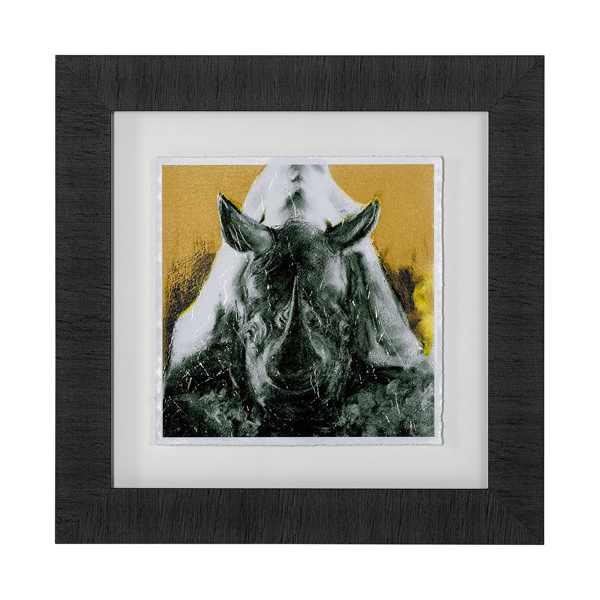 Rhino Yellow by Mercana Studio a Hand Embellished Textured Framed Art Print Matted under Glass by Mercana at Eve Furniture