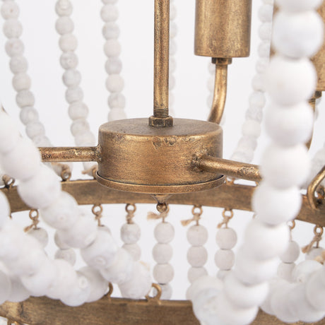 Rhone Gold Metal and Wood Beaded Chandelier by Mercana at Eve Furniture