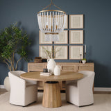 Rhone Gold Metal and Wood Beaded Chandelier by Mercana at Eve Furniture