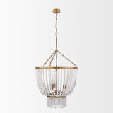 Rhone Gold Metal and Wood Beaded Chandelier by Mercana at Eve Furniture