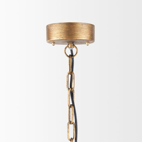 Rhone Gold Metal and Wood Beaded Chandelier by Mercana at Eve Furniture