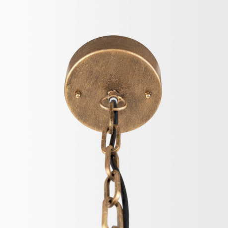 Rhone Gold Metal and Wood Beaded Chandelier by Mercana at Eve Furniture