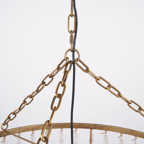 Rhone Gold Metal and Wood Beaded Chandelier by Mercana at Eve Furniture
