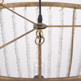 Rhone Gold Metal and Wood Beaded Chandelier by Mercana at Eve Furniture