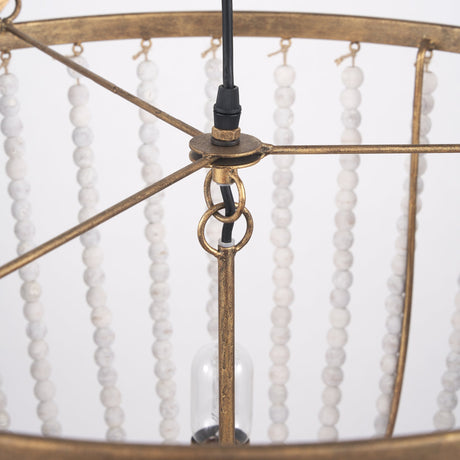 Rhone Gold Metal and Wood Beaded Chandelier by Mercana at Eve Furniture