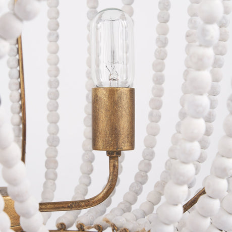 Rhone Gold Metal and Wood Beaded Chandelier by Mercana at Eve Furniture