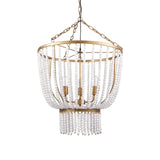 Rhone Gold Metal and Wood Beaded Chandelier by Mercana at Eve Furniture