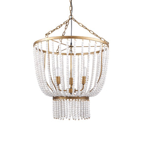 Rhone Gold Metal and Wood Beaded Chandelier by Mercana at Eve Furniture
