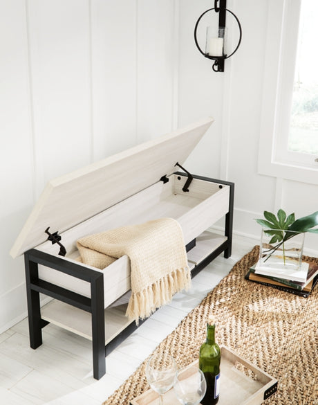 Rhyson White Storage Bench by Ashley at Eve Furniture