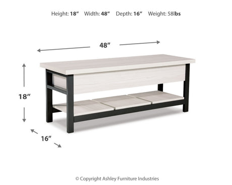 Rhyson White Storage Bench by Ashley at Eve Furniture