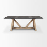 Rialto Rectangular Two-Tone Black and Brown Solid Wood Dining Table by Mercana at Eve Furniture
