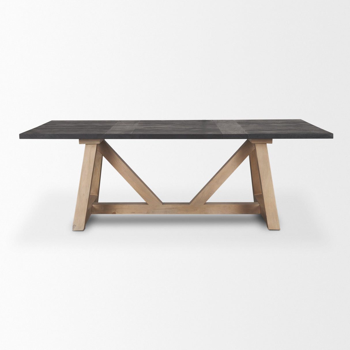 Rialto Rectangular Two-Tone Black and Brown Solid Wood Dining Table by Mercana at Eve Furniture