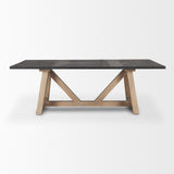 Rialto Rectangular Two-Tone Black and Brown Solid Wood Dining Table by Mercana at Eve Furniture