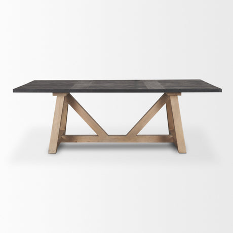 Rialto Rectangular Two-Tone Black and Brown Solid Wood Dining Table by Mercana at Eve Furniture