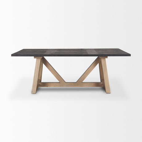 Rialto Rectangular Two-Tone Black and Brown Solid Wood Dining Table by Mercana at Eve Furniture