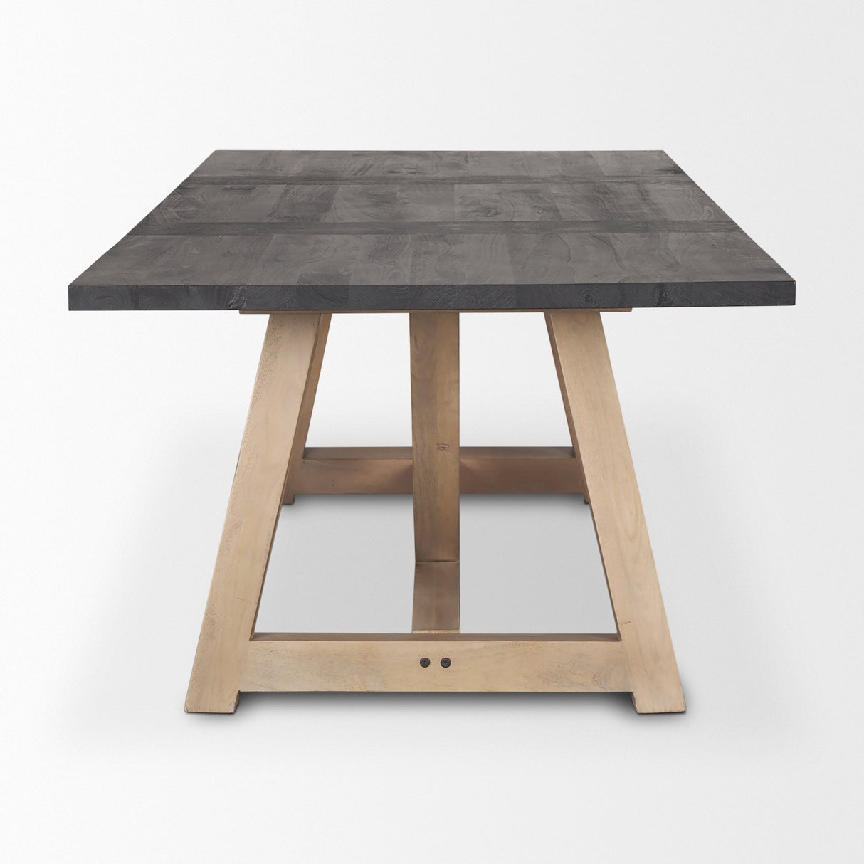 Rialto Rectangular Two-Tone Black and Brown Solid Wood Dining Table by Mercana at Eve Furniture