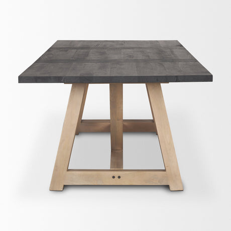 Rialto Rectangular Two-Tone Black and Brown Solid Wood Dining Table by Mercana at Eve Furniture