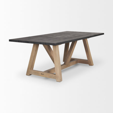 Rialto Rectangular Two-Tone Black and Brown Solid Wood Dining Table by Mercana at Eve Furniture