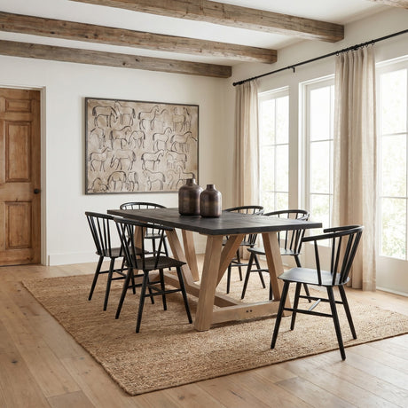 Rialto Rectangular Two-Tone Black and Brown Solid Wood Dining Table by Mercana at Eve Furniture