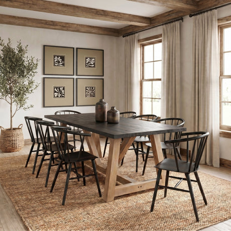 Rialto Rectangular Two-Tone Black and Brown Solid Wood Dining Table by Mercana at Eve Furniture