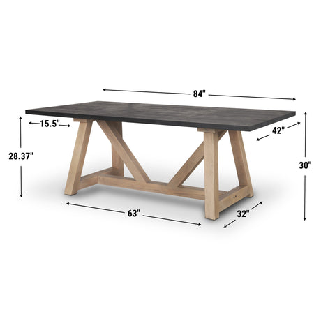 Rialto Rectangular Two-Tone Black and Brown Solid Wood Dining Table by Mercana at Eve Furniture