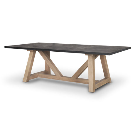 Rialto Rectangular Two-Tone Black and Brown Solid Wood Dining Table by Mercana at Eve Furniture