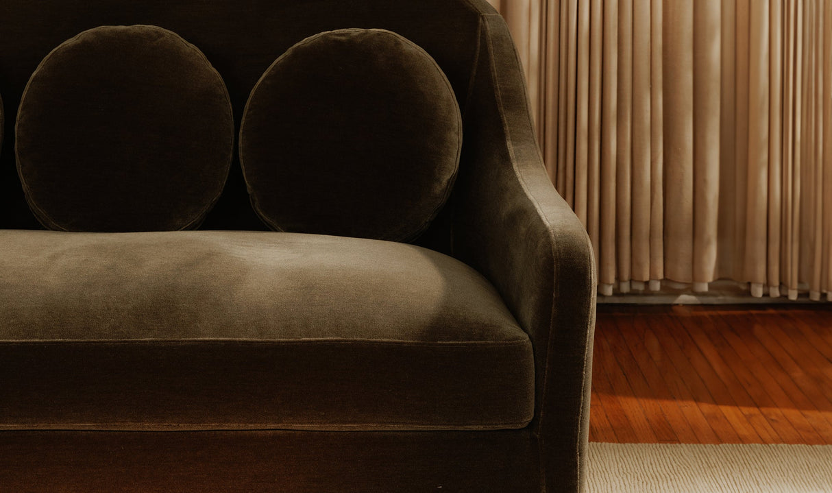 Rialto Sofa Dark Green Faux Mohair by Moe's Home at Eve Furniture