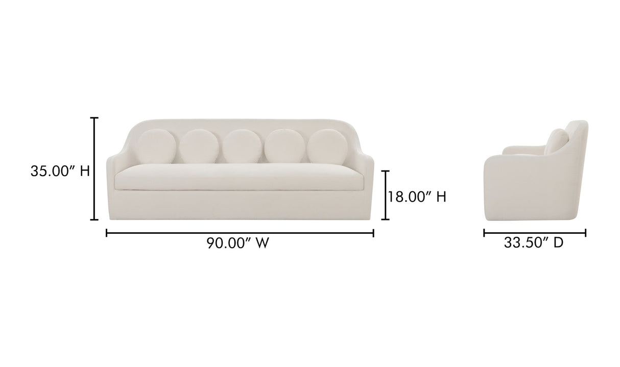 Rialto Sofa White by Moe's Home at Eve Furniture