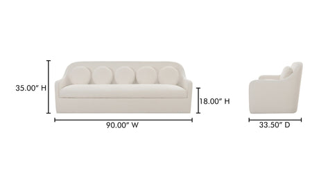 Rialto Sofa White by Moe's Home at Eve Furniture