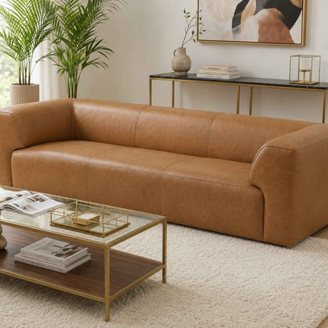 Rialto Tan Leather Sofa by Ashcroft Furniture at Eve Furniture