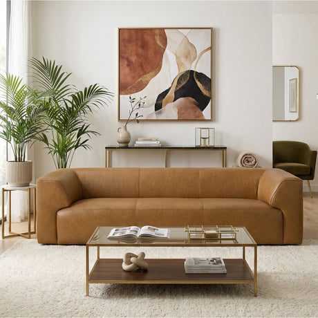 Rialto Tan Leather Sofa by Ashcroft Furniture at Eve Furniture