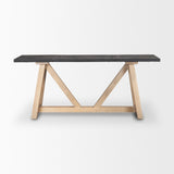 Rialto Two-Toned Black and Brown Wood Angular Leg Console Table by Mercana at Eve Furniture