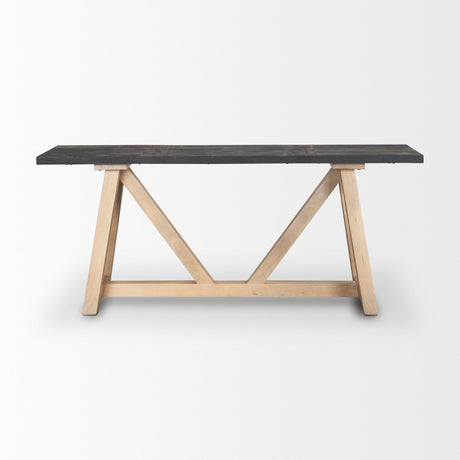 Rialto Two-Toned Black and Brown Wood Angular Leg Console Table by Mercana at Eve Furniture