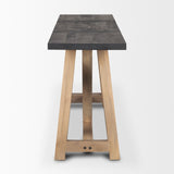 Rialto Two-Toned Black and Brown Wood Angular Leg Console Table by Mercana at Eve Furniture