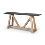 Rialto Two-Toned Black and Brown Wood Angular Leg Console Table by Mercana at Eve Furniture