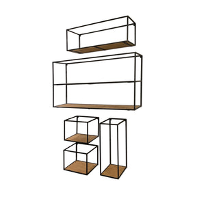Riaz Set of 5 Wood & Metal Shelves by Mercana at Eve Furniture