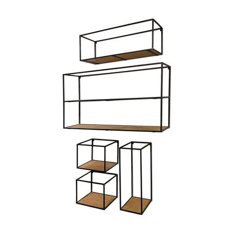 Riaz Set of 5 Wood & Metal Shelves by Mercana at Eve Furniture