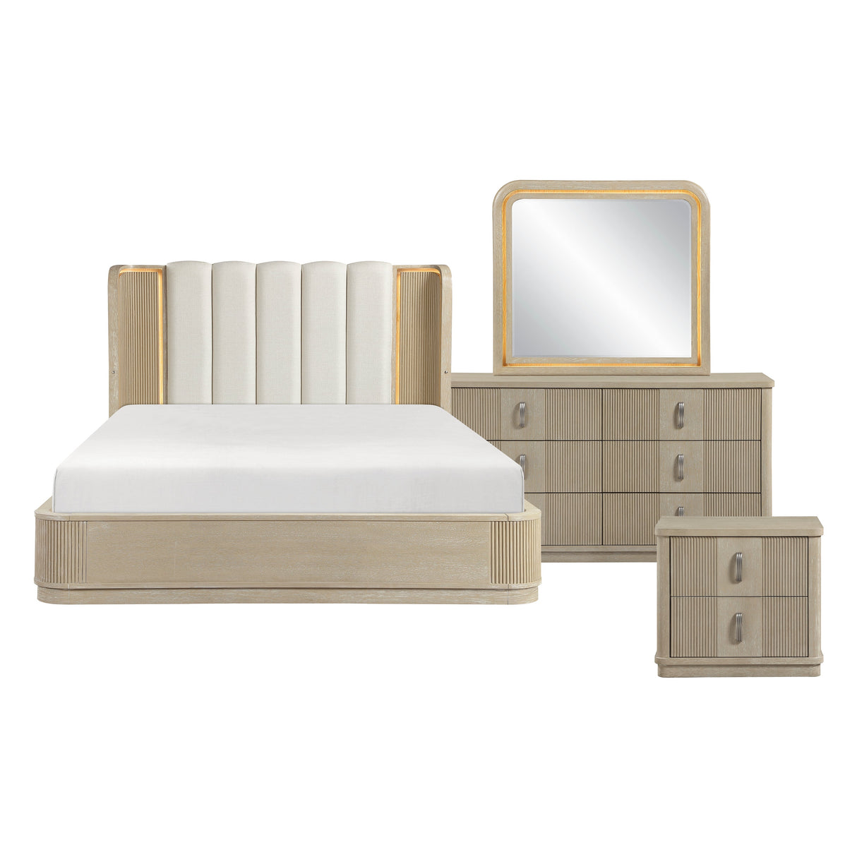 Ribbon Light Brown 4-Piece Queen Bedroom Set by Homelegance at Eve Furniture