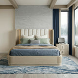 Ribbon Light Brown Upholstered King Bed by Homelegance at Eve Furniture