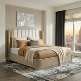 Ribbon Light Brown Upholstered King Bed by Homelegance at Eve Furniture