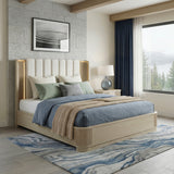 Ribbon Light Brown Upholstered King Bed by Homelegance at Eve Furniture