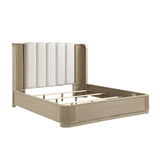Ribbon Light Brown Upholstered Queen Bed by Homelegance at Eve Furniture